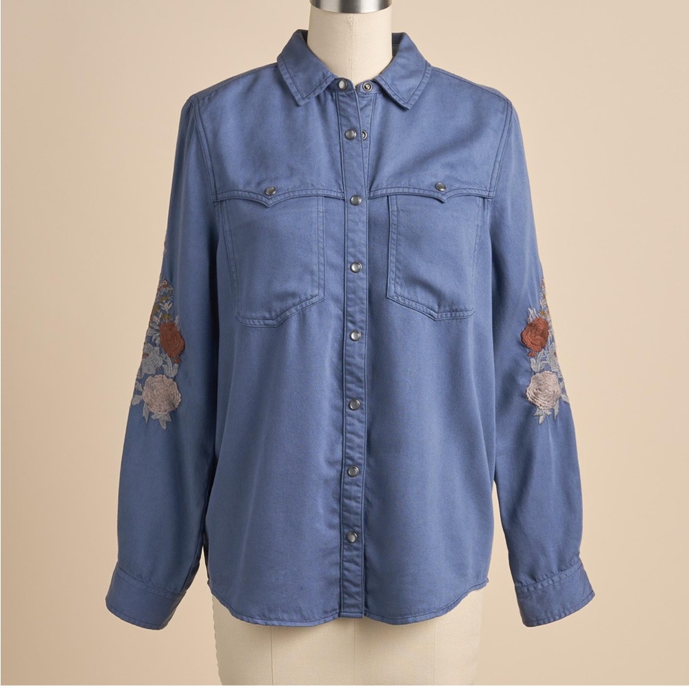 Sundance Suzette Frontier Embroidered Denim Shirt Size pS - Picture 2 of 7